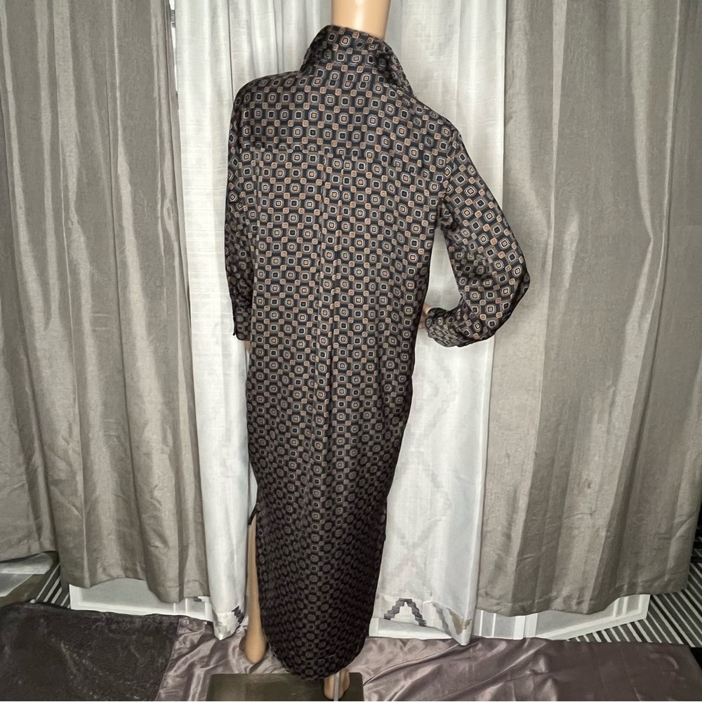 Banana Republic Navy Blue and Brown Long Sleeve Buttoned Dress - Picture 3 of 7
